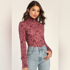 FREE PEOPLE You and I Plum Purple Long Sleeve Turtleneck Top SIZE LARGE layering